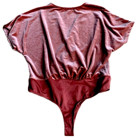 NSR Stretchy Velvet So Smooth Mauve Dusty Rose Pink Thong Bodysuit Sz S NWT - Picture 9 of 13